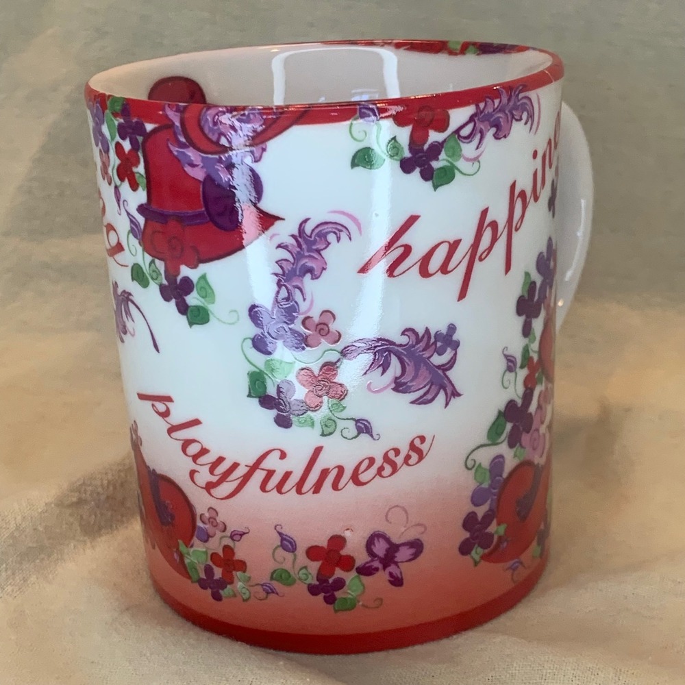 Cardew Design Red Hat Society Mug Pink Chintz White Red Excellent Floral 2004 - Picture 5 of 10